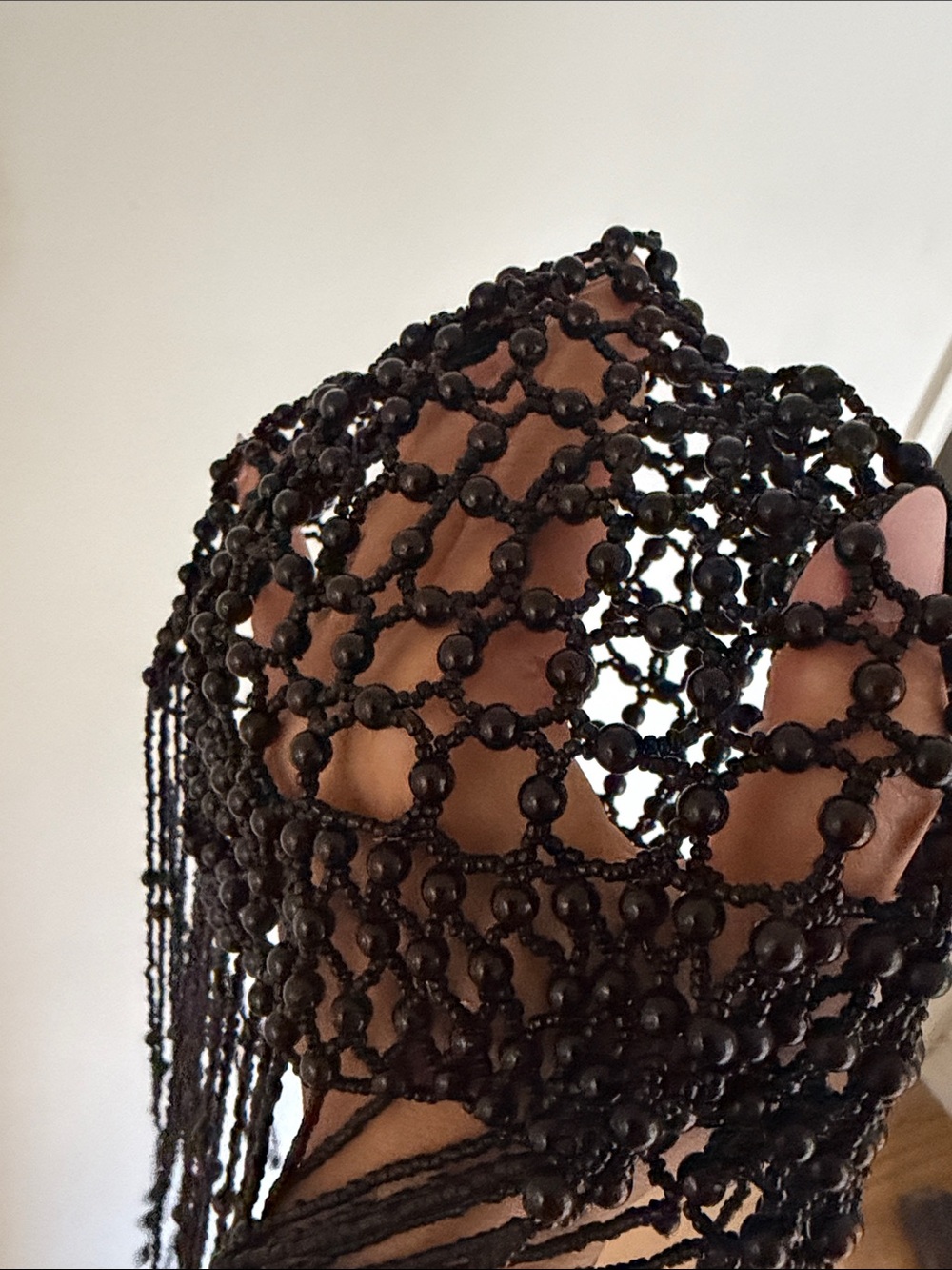 Black Beaded Fringe head piece - Picture 5 of 6